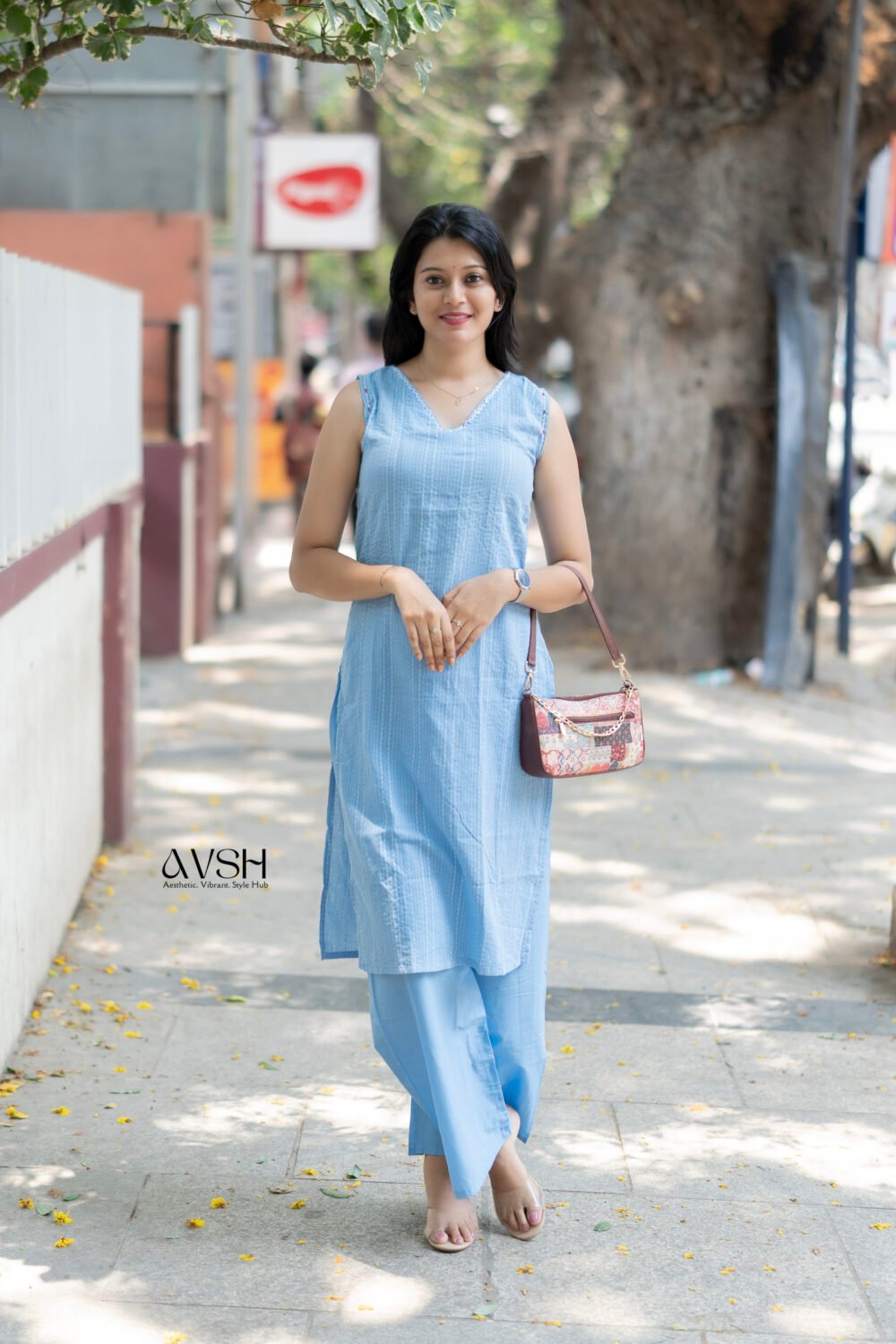 sky blue kurtha set