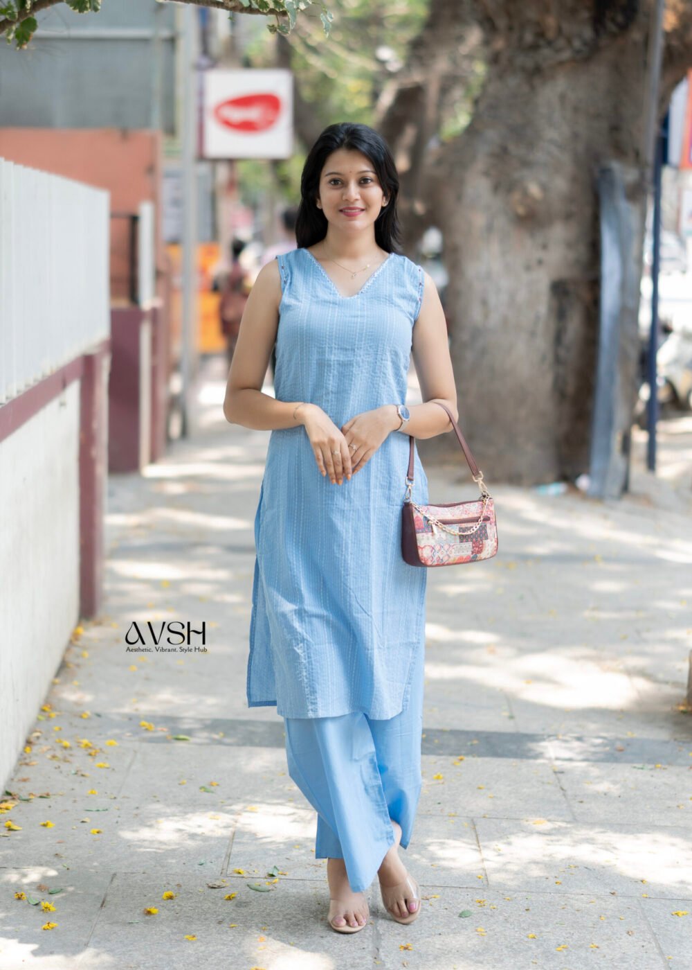 sky blue kurtha set