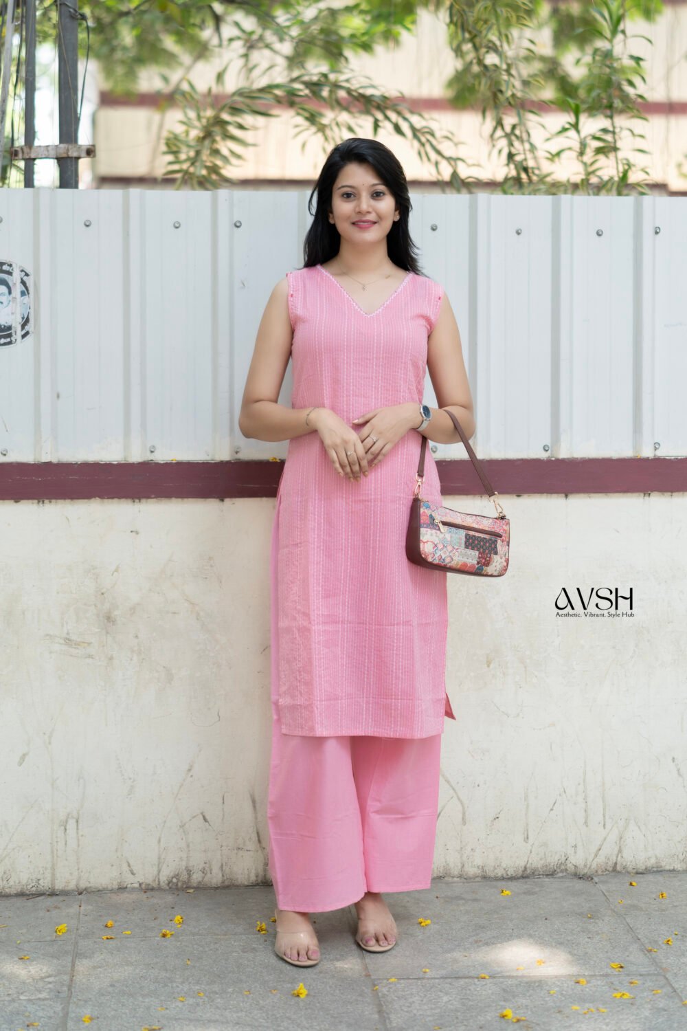 blush pink kurtha set
