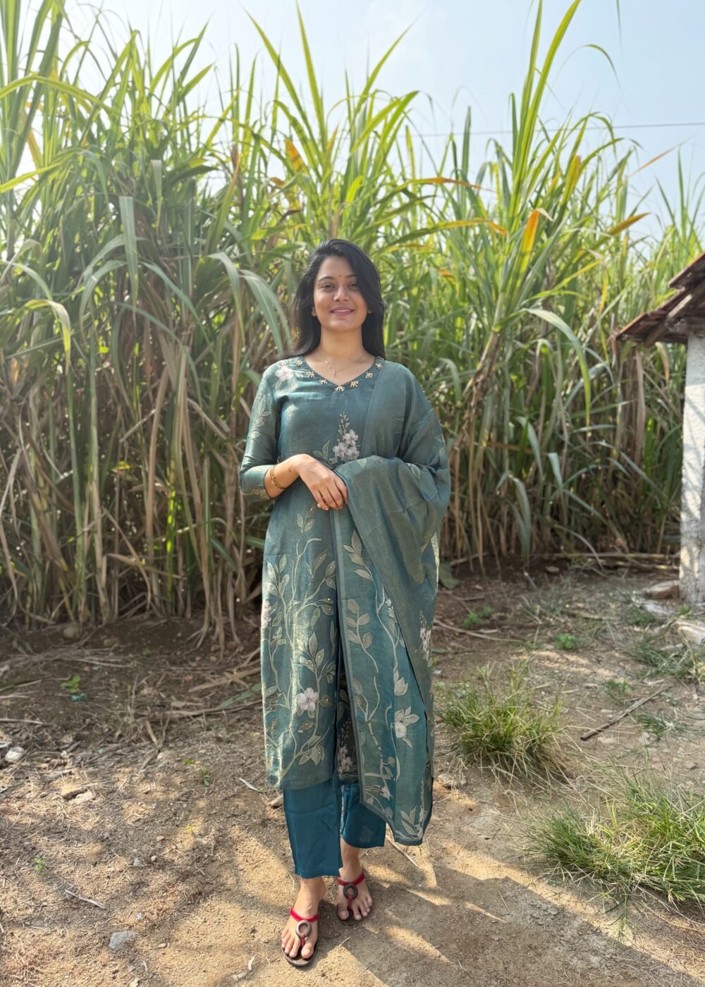 red a line kalamkari kurtha top