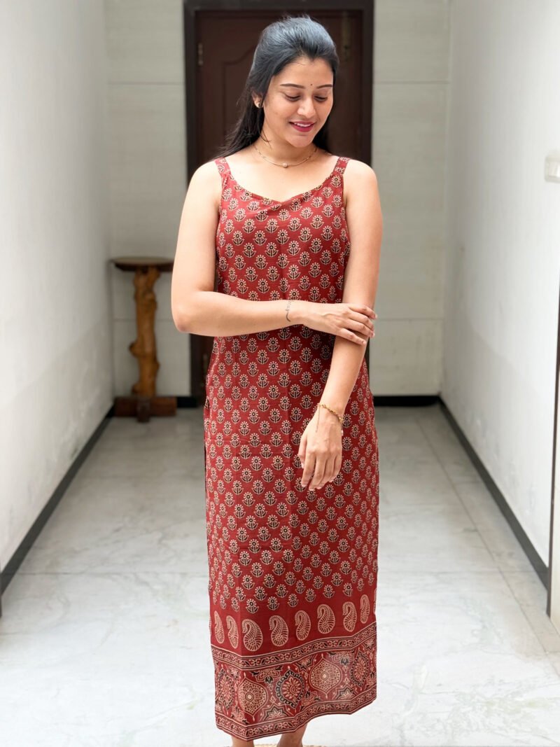 ajrak maroon kurtha top