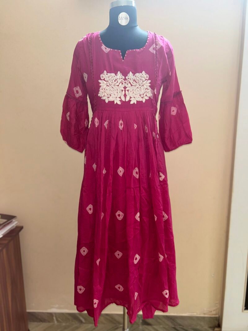 fuchsia rose petal kurtha set