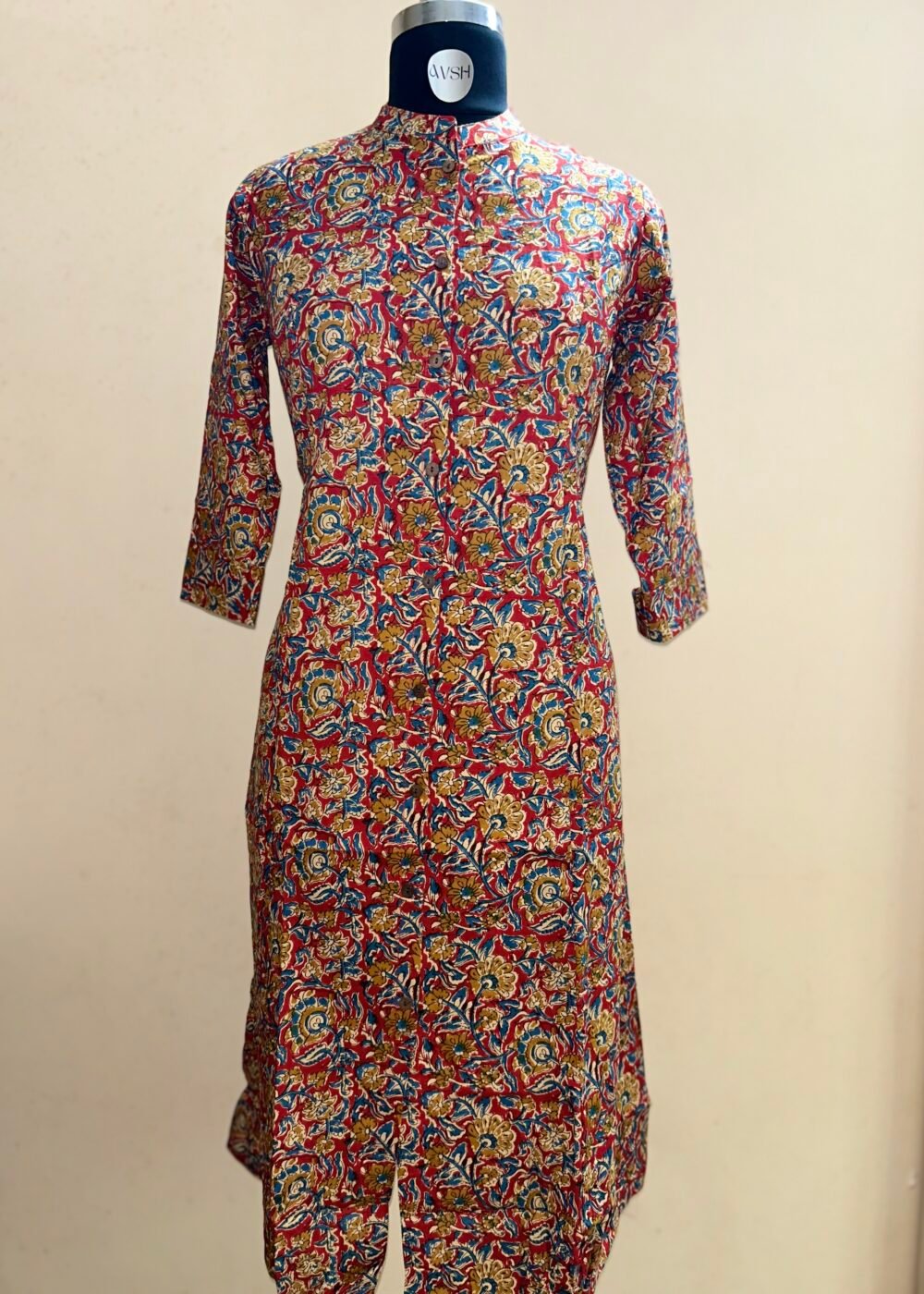 red a line kalamkari kurtha top