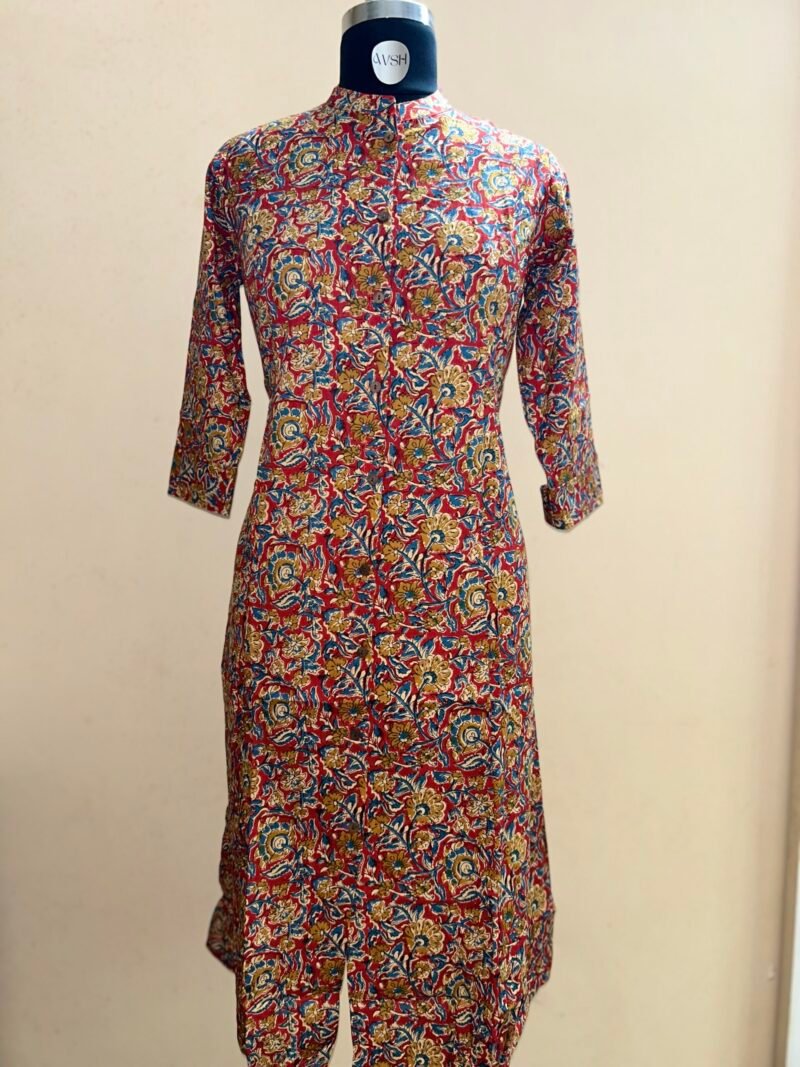 red a line kalamkari kurtha top