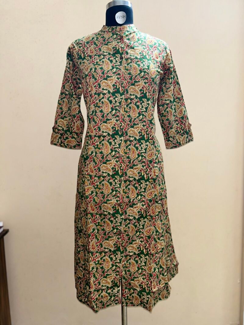 green a line kalamkari kurtha top